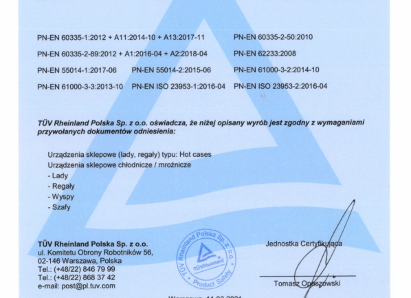 Certificados de conformidad TUV - PL