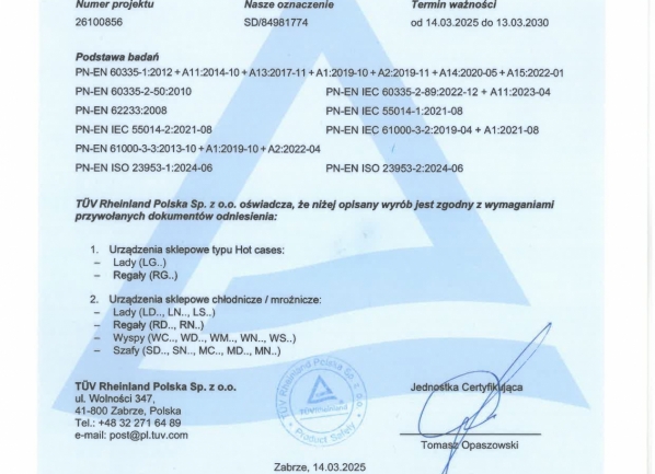 Certificados de conformidad TUV - PL