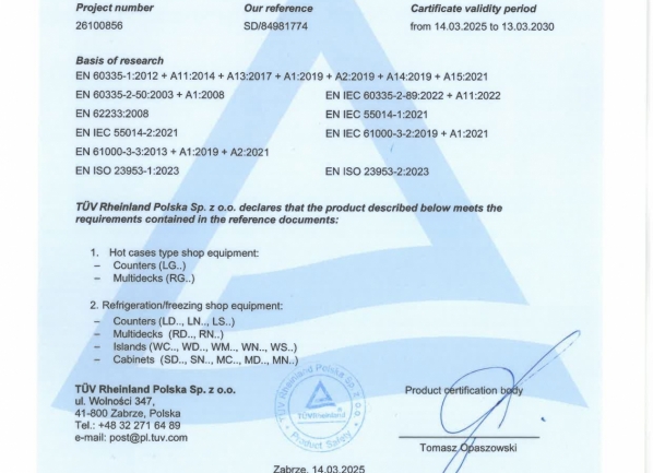 Certificados de conformidad TUV - ENG